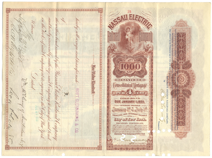 Nassau Electric Railroad Company Bond Certificate