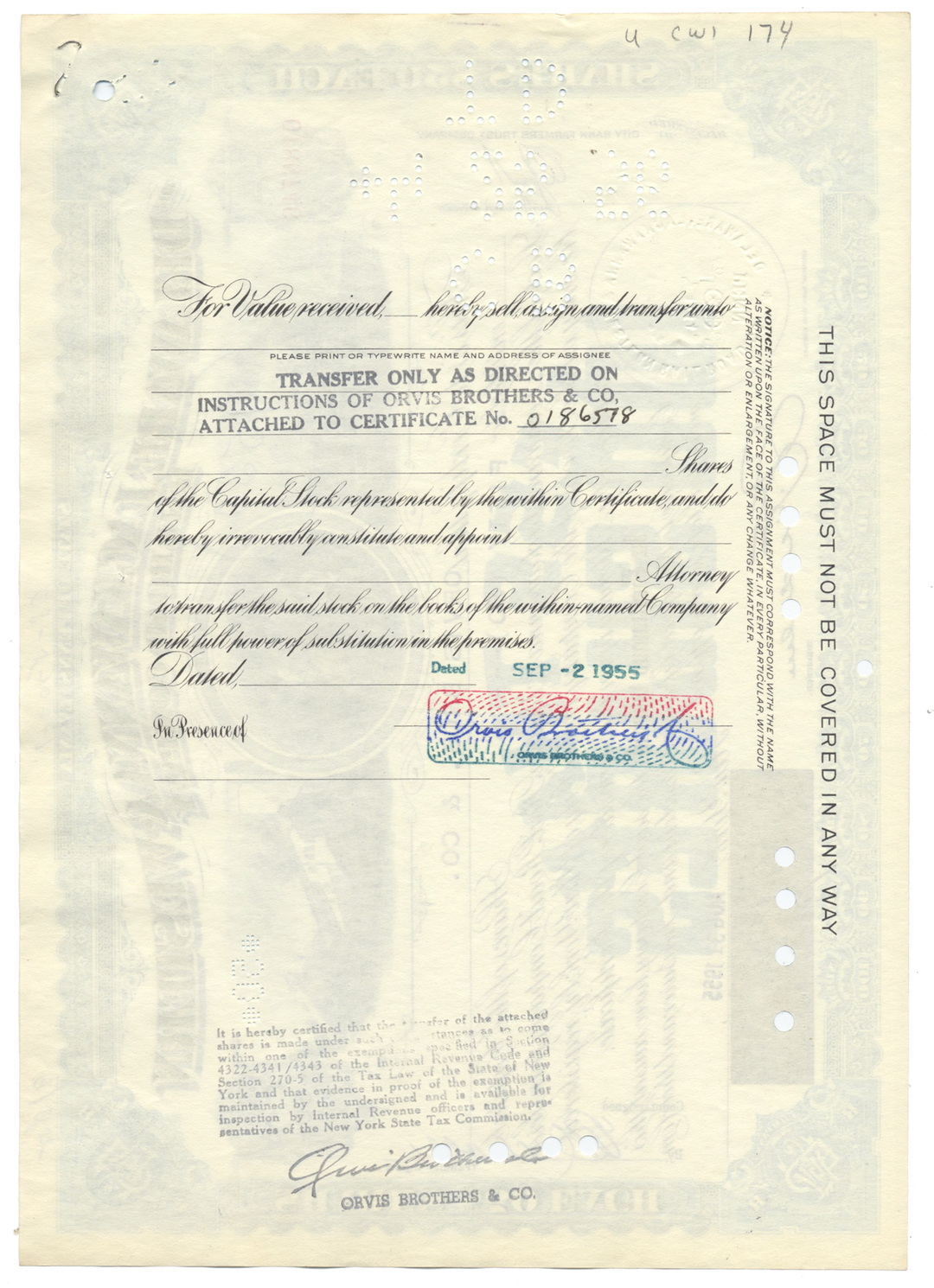 Delaware, Lackawanna and Western Rail Road Company Stock Certificate