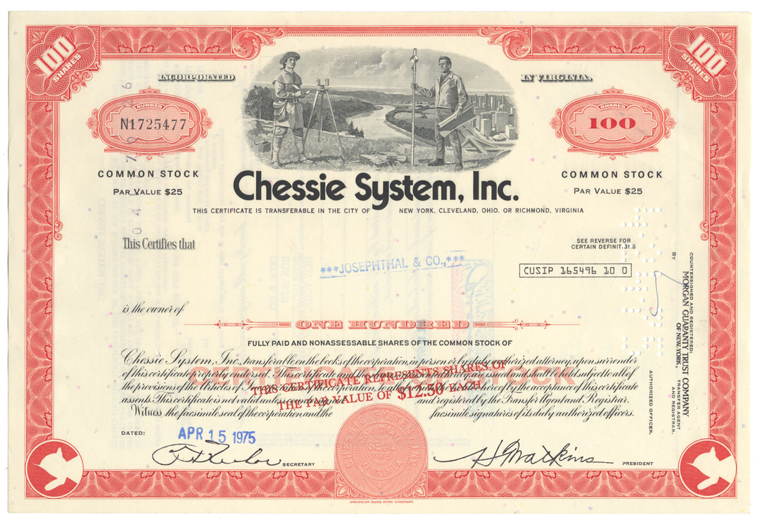 Chessie System, Inc. Stock Certificate