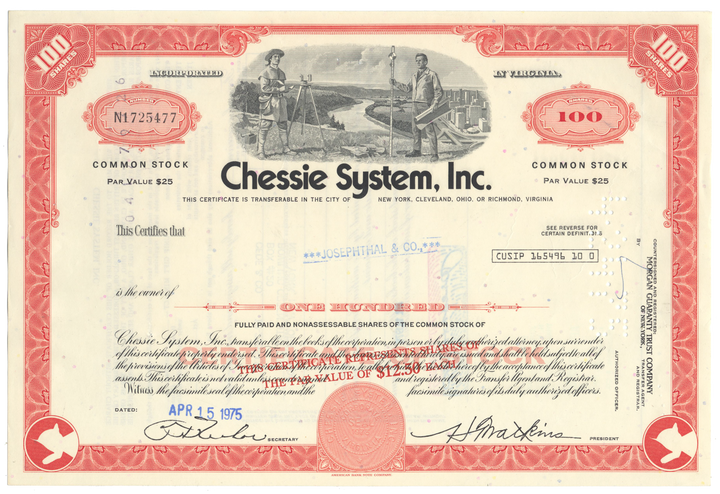 Chessie System, Inc. Stock Certificate