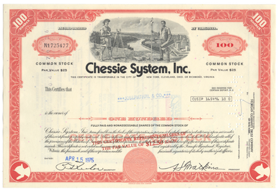 Chessie System, Inc. Stock Certificate