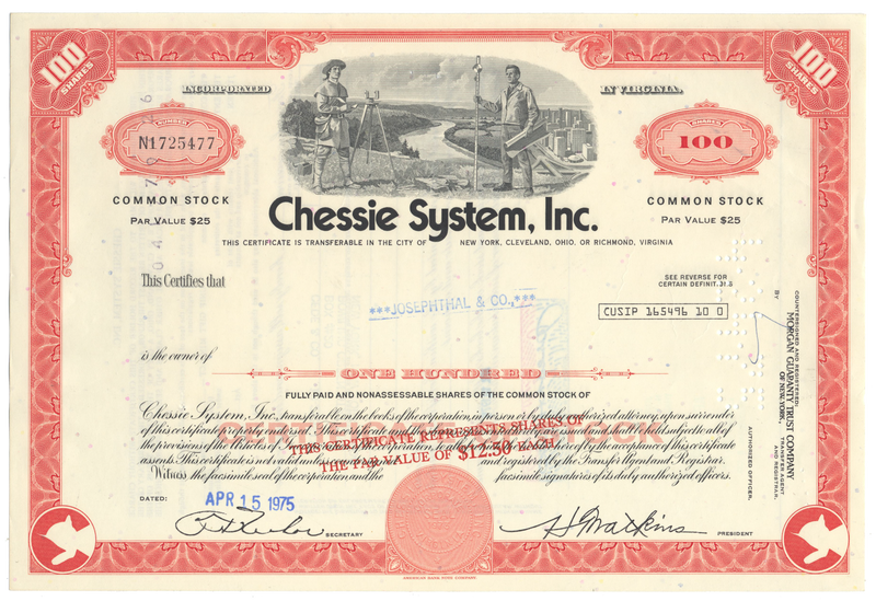Chessie System, Inc. Stock Certificate
