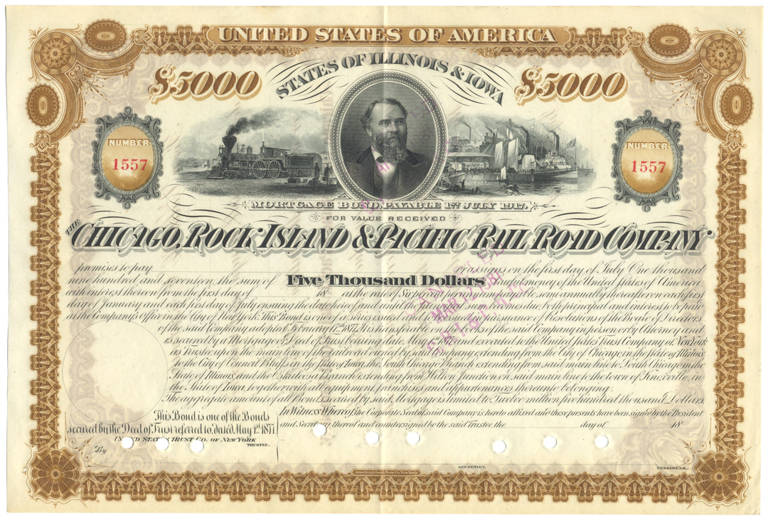 Chicago, Rock Island and Pacific Rail Road Company Bond Certificate