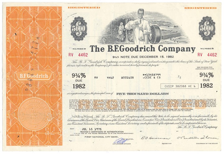 B. F. Goodrich Company Bond Certificate