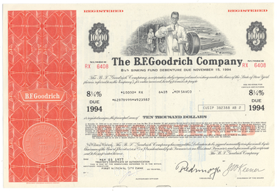 B. F. Goodrich Company Bond Certificate