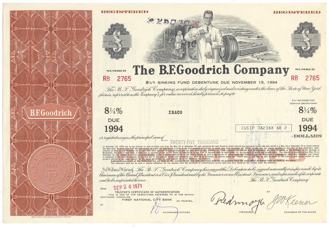 B. F. Goodrich Company Bond Certificate