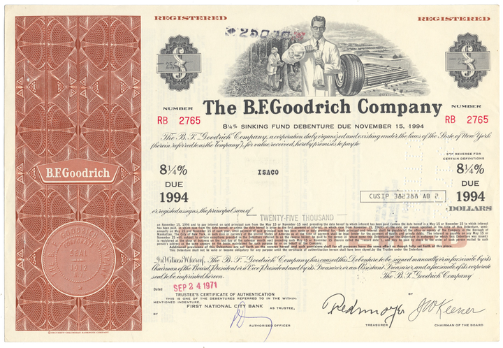 B. F. Goodrich Company Bond Certificate