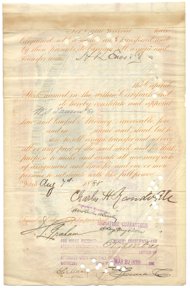 Flint and Pere Marquette Railroad Company Stock Certificate