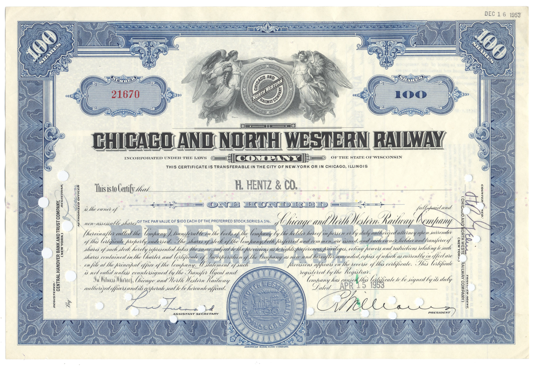 Chicago and North Western Railway Company Stock Certificate