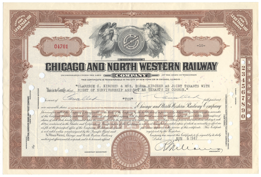 Chicago and North Western Railway Company Stock Certificate