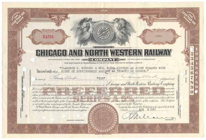 Chicago and North Western Railway Company Stock Certificate