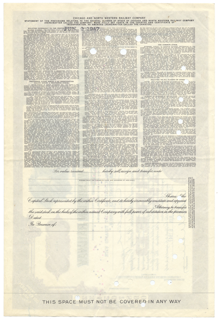 Chicago and North Western Railway Company Stock Certificate