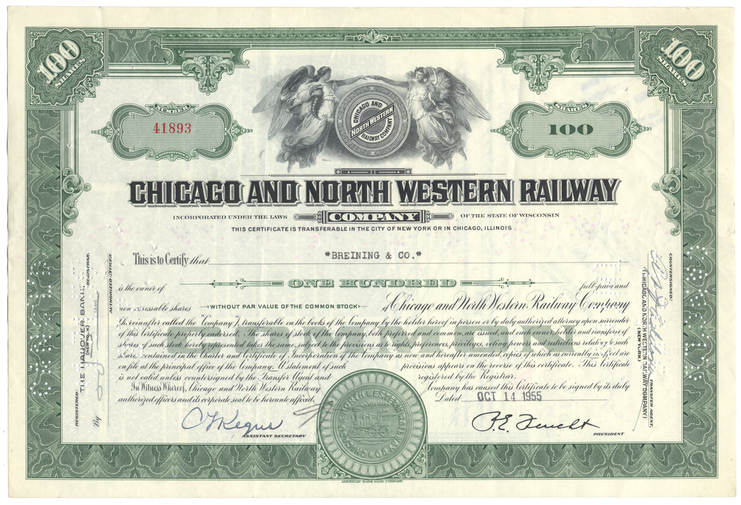 Chicago and North Western Railway Company Stock Certificate