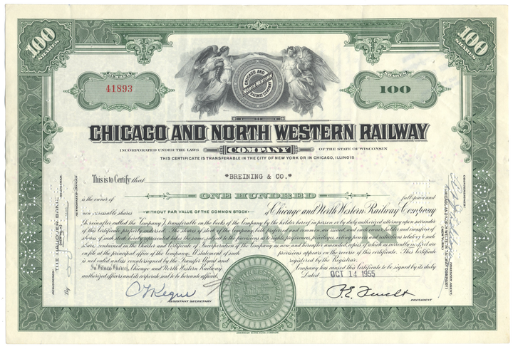 Chicago and North Western Railway Company Stock Certificate