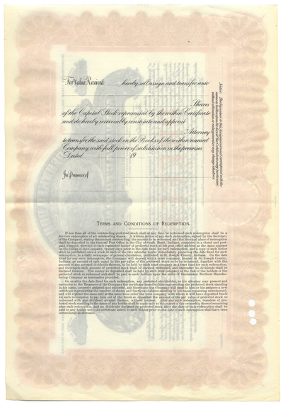 Studebaker Brothers Manufacturing Company Stock Certificate