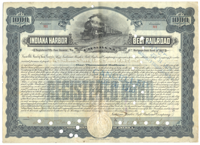 Indiana Harbor Belt Railroad Company Bond Certificate