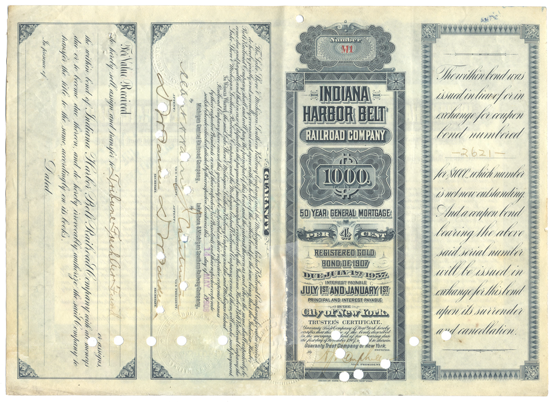 Indiana Harbor Belt Railroad Company Bond Certificate