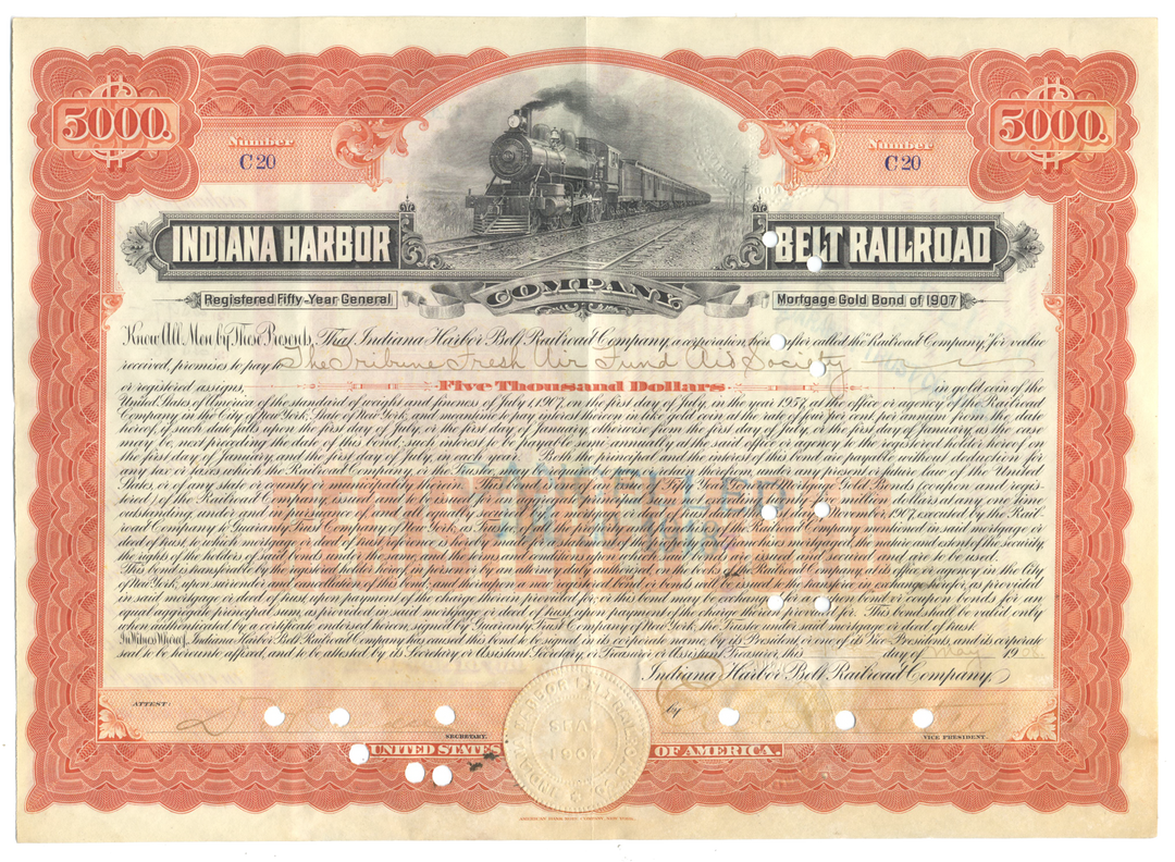 Indiana Harbor Belt Railroad Company Bond Certificate