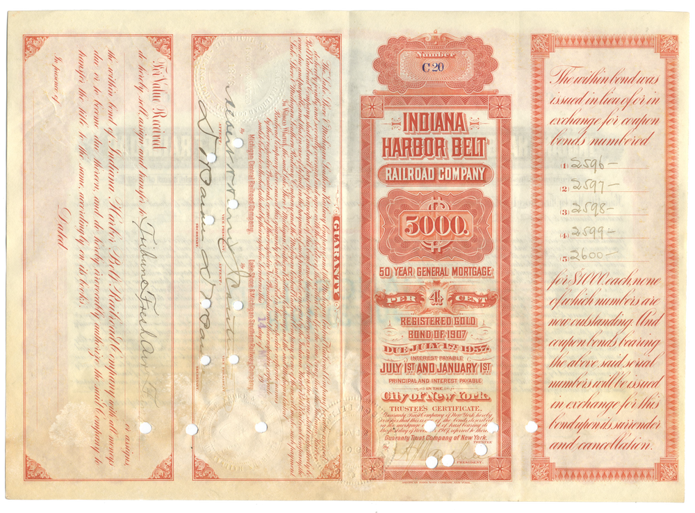 Indiana Harbor Belt Railroad Company Bond Certificate