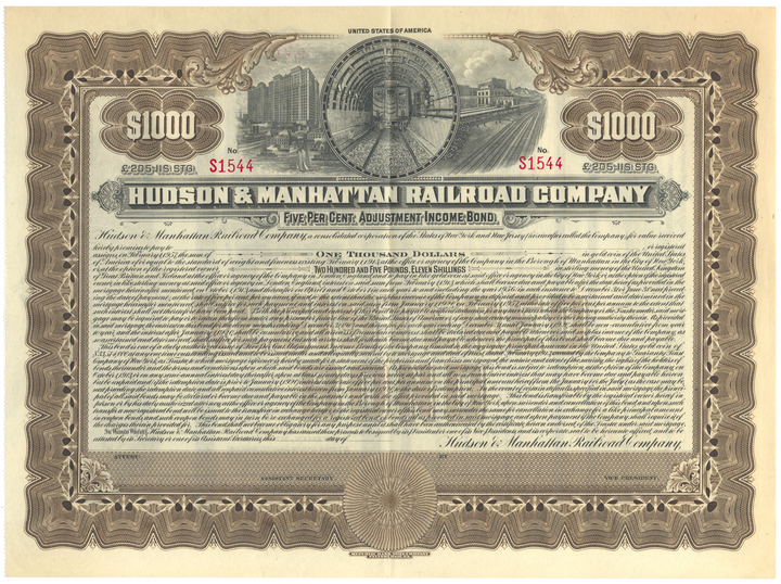 Hudson & Manhattan Railroad Company Bond Certificate