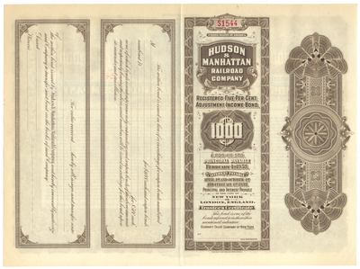 Hudson & Manhattan Railroad Company Bond Certificate