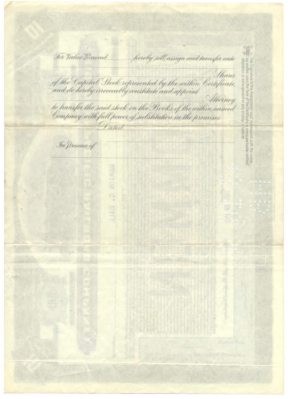 Missouri Pacific Railroad Company Stock Certificate