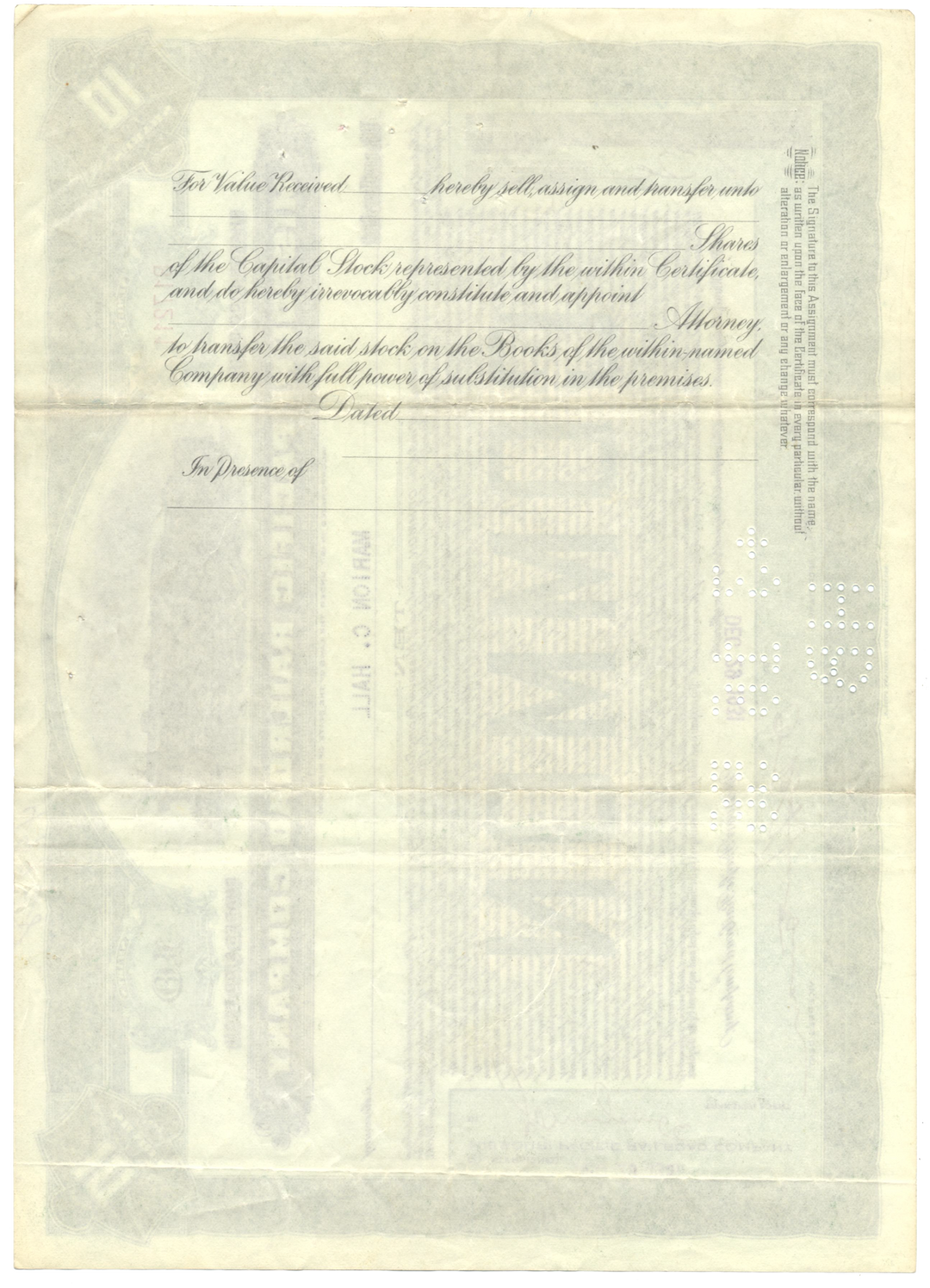 Missouri Pacific Railroad Company Stock Certificate