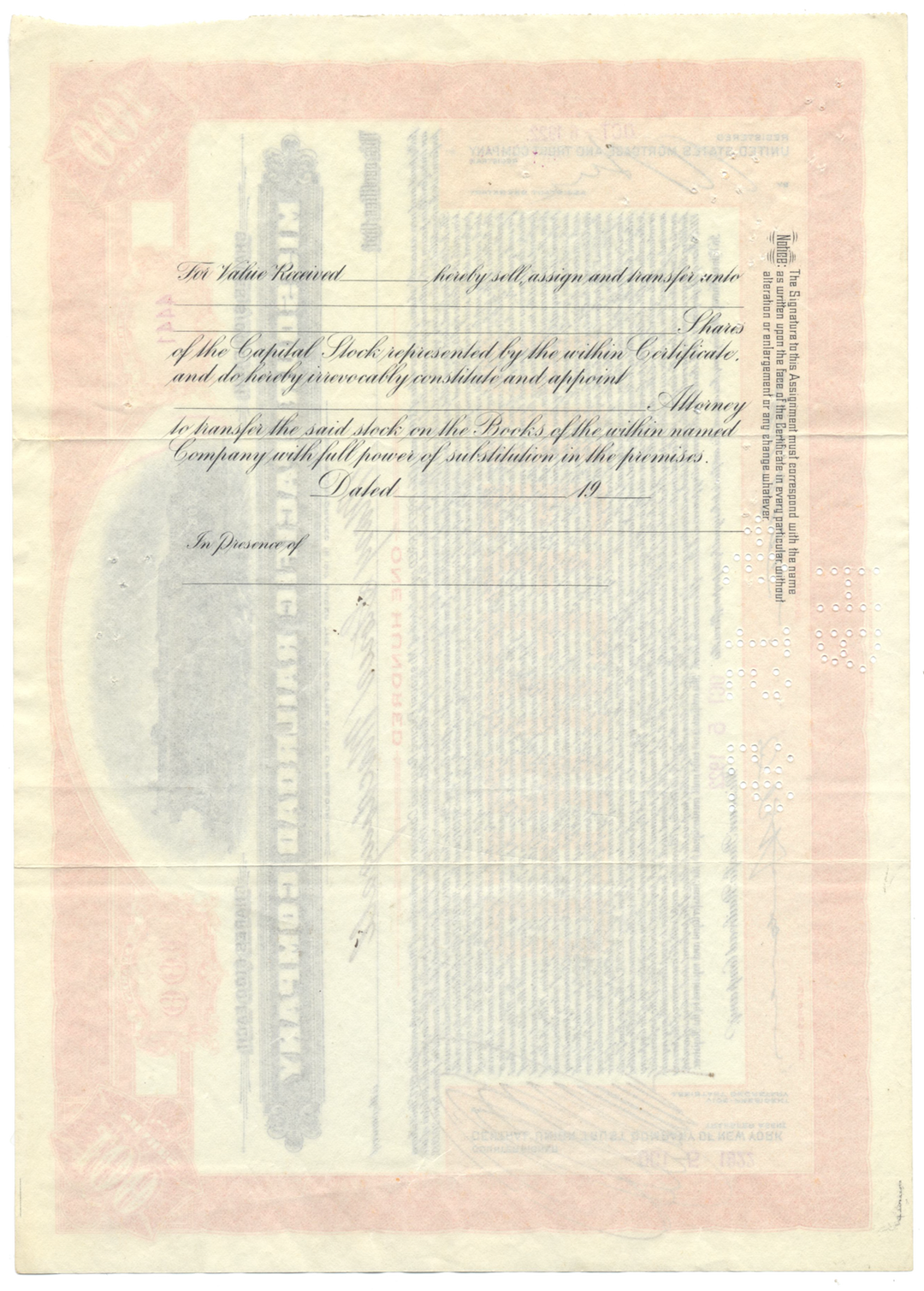 Missouri Pacific Railroad Company Stock Certificate