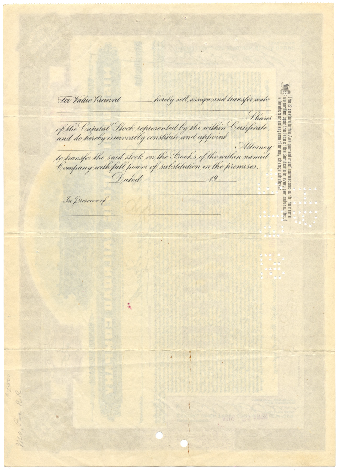 Missouri Pacific Railroad Company Stock Certificate