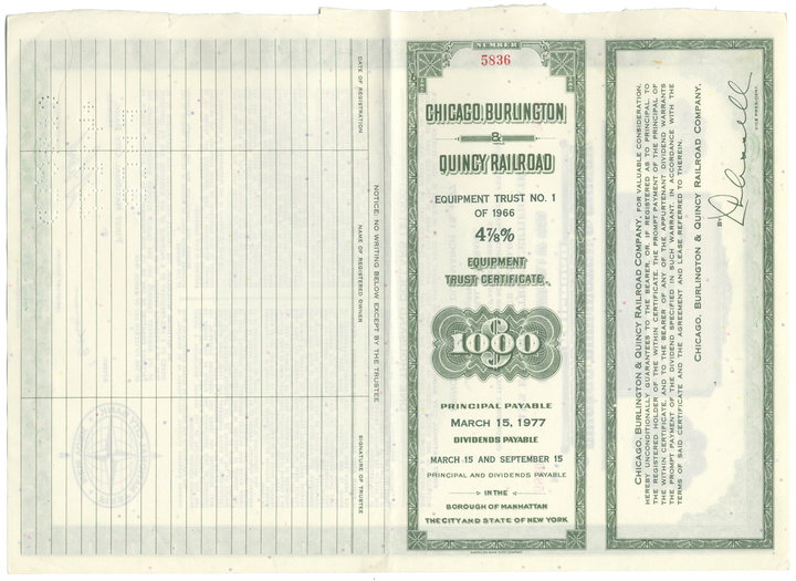 Chicago, Burlington and Quincy Railroad Company Bond Certificate