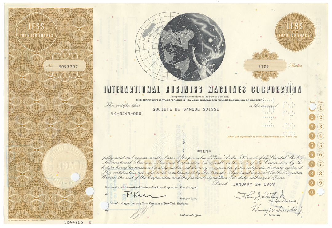 International Business Machines Corporation Stock Certificate