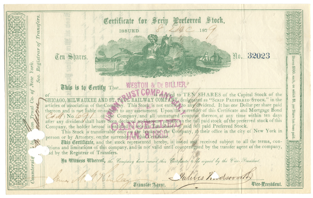 Chicago, Milwaukee and St. Paul Railway Company Stock Certificate