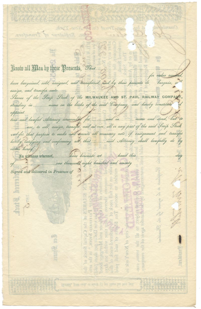 Chicago, Milwaukee and St. Paul Railway Company Stock Certificate