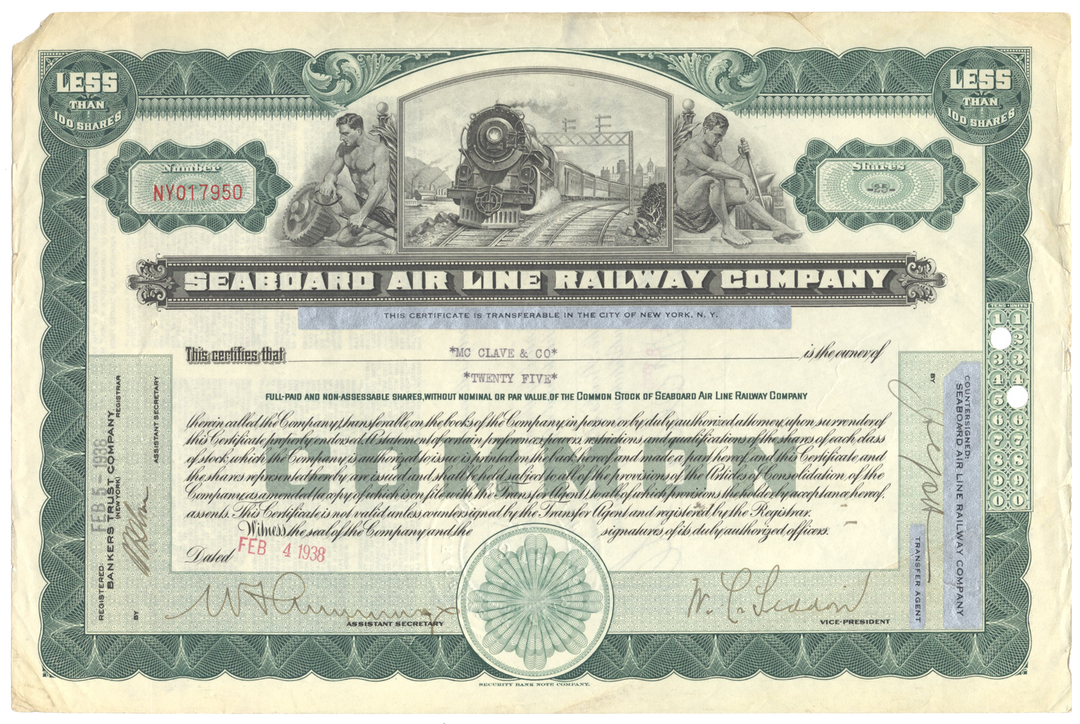 Seaboard Air Line Railway Company Stock Certificate