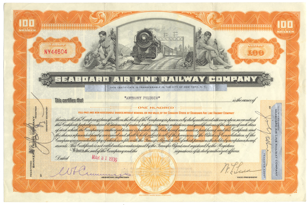 Seaboard Air Line Railway Company Stock Certificate