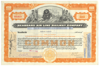 Seaboard Air Line Railway Company Stock Certificate