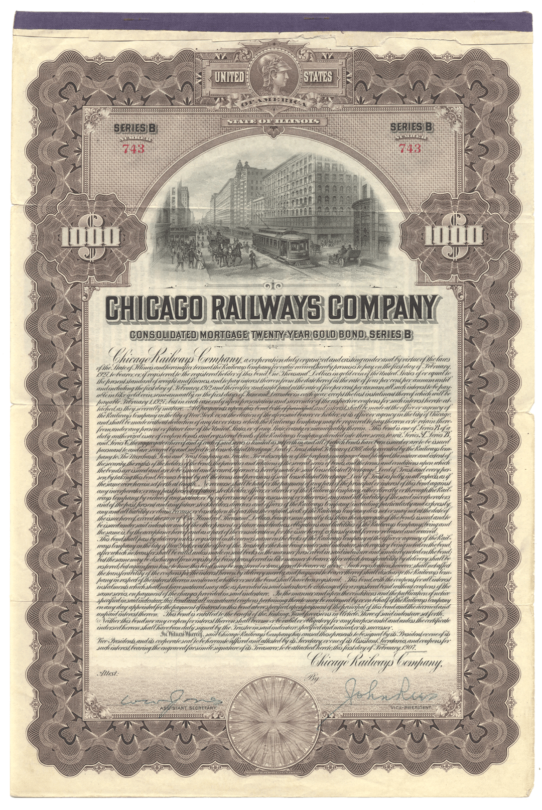 Chicago Railways Company Bond Certificvate