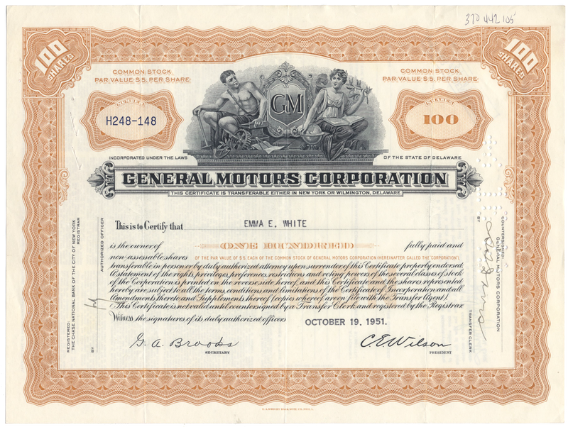 General Motors Corporation Stock Certificate