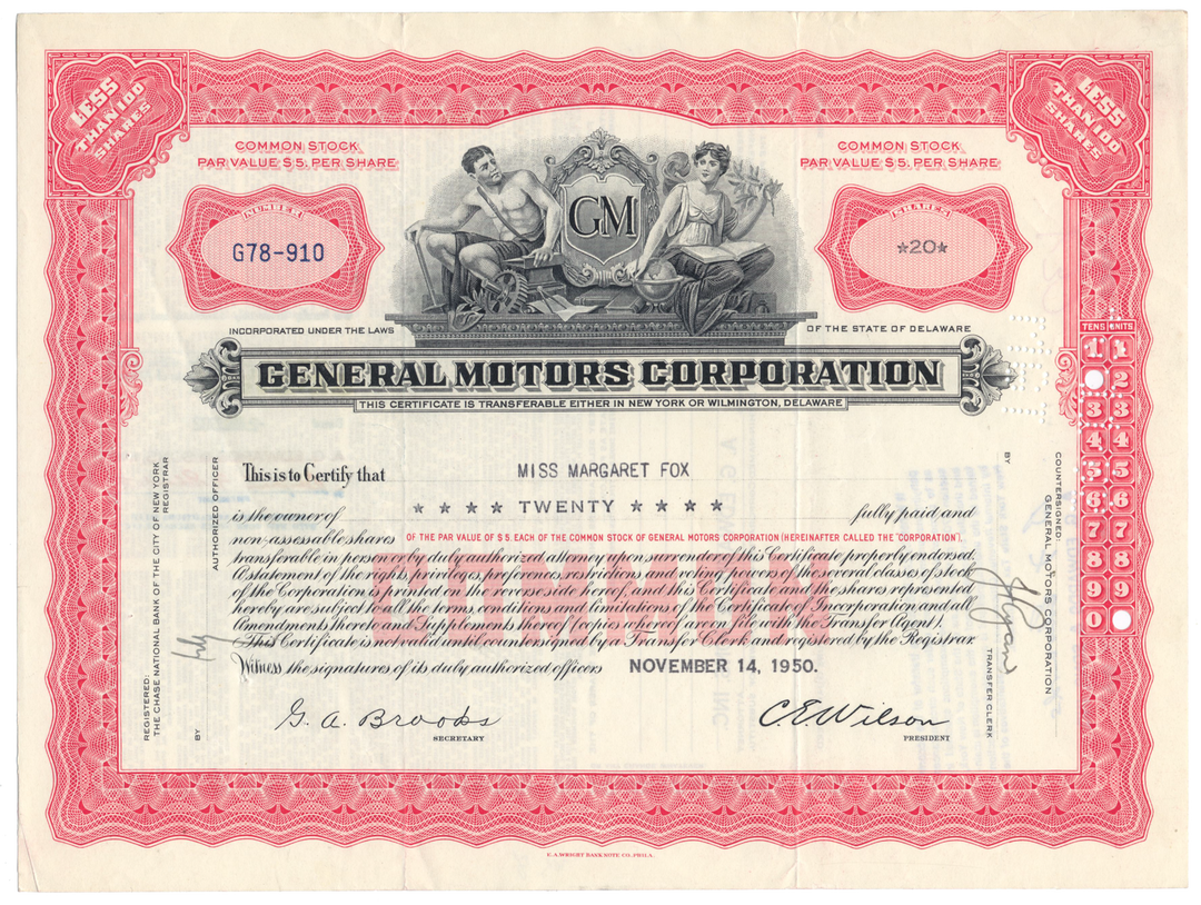 General Motors Corporation Stock Certificate