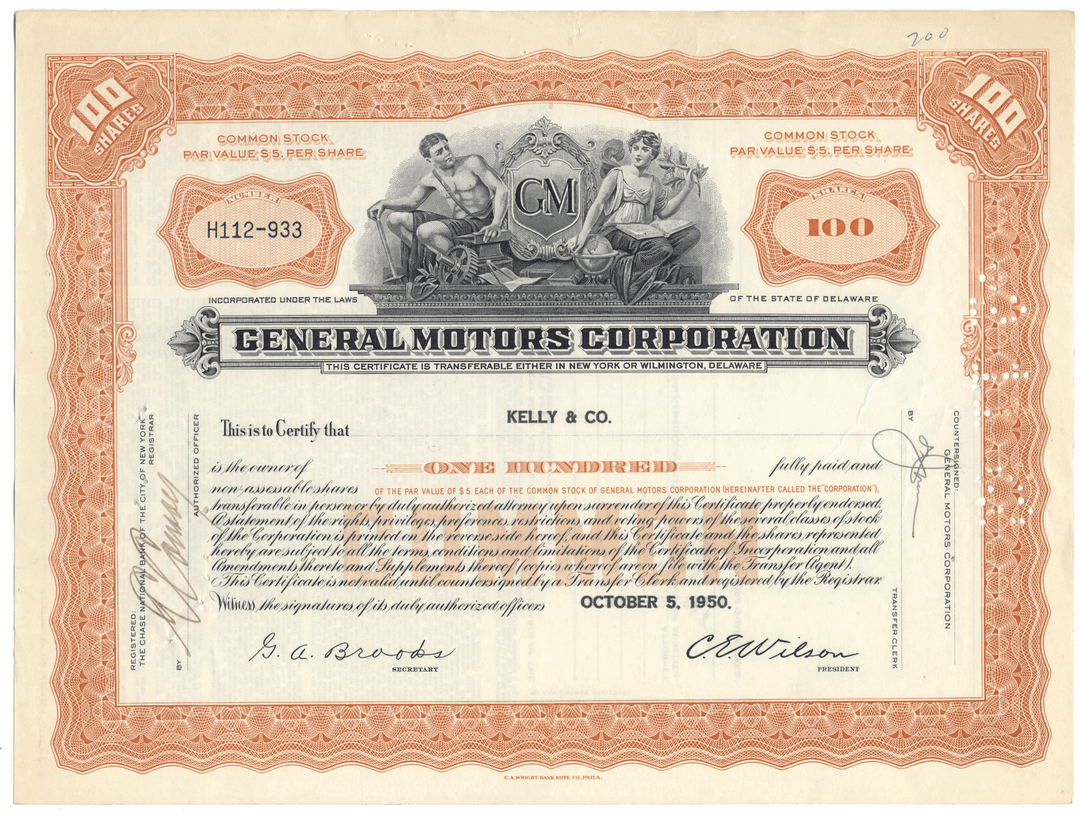 General Motors Corporation Stock Certificate