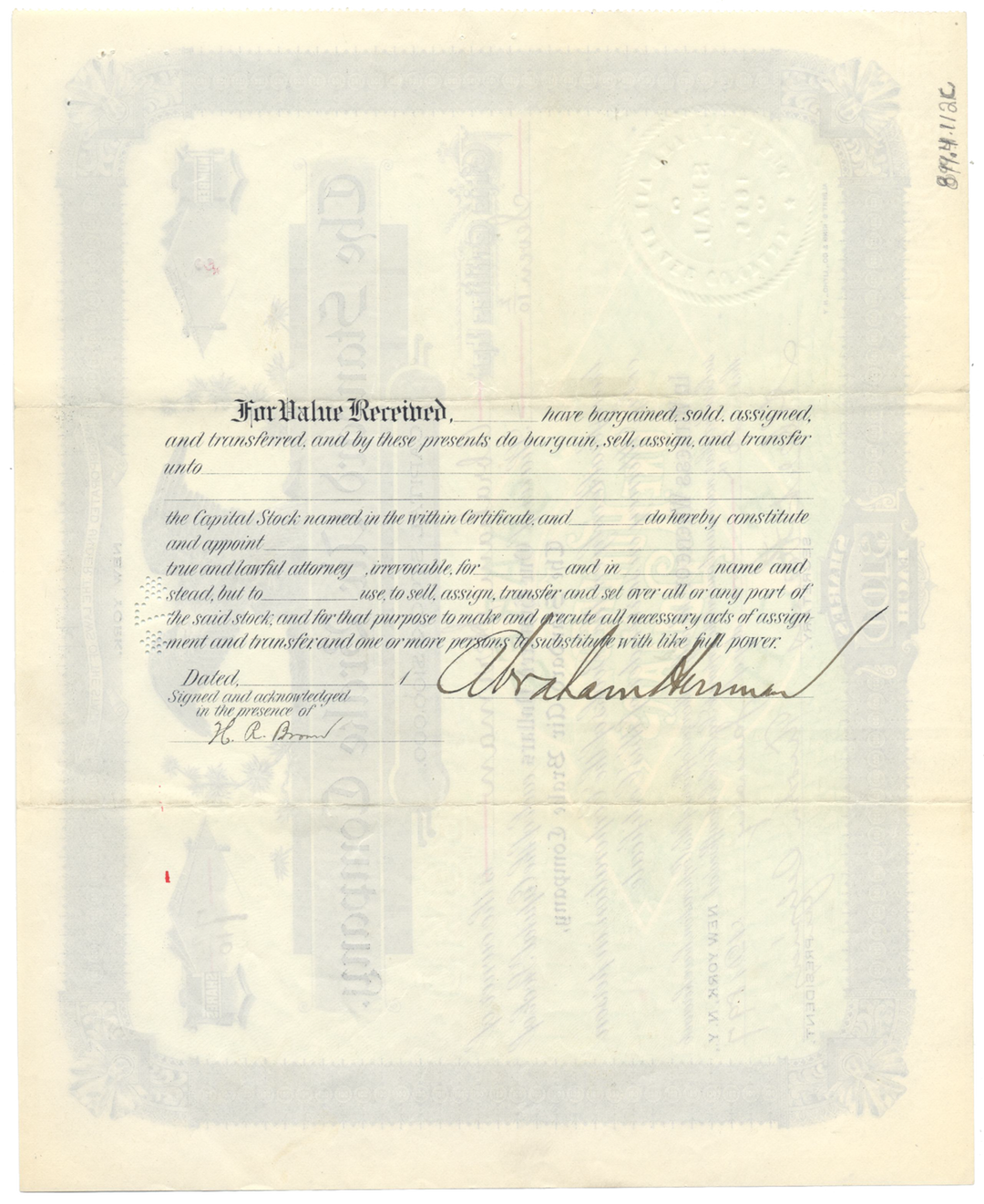 Standard Air Brake Company Stock Certificate