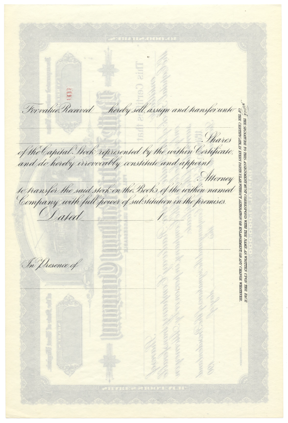 Butte Electric Railway Company Stock Certificate