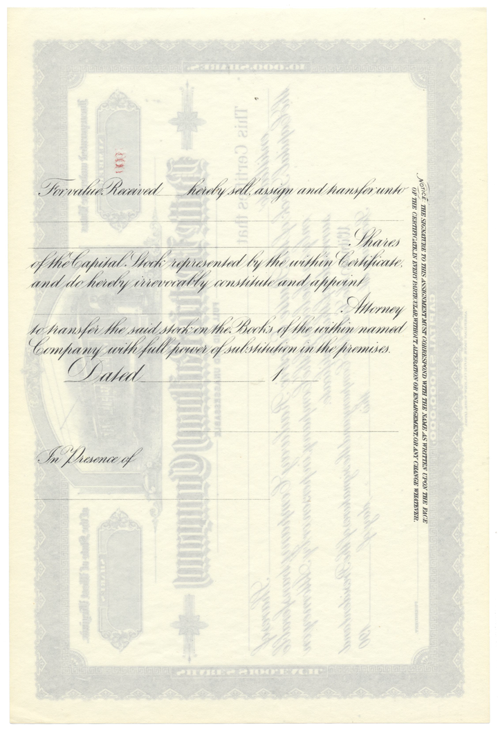 Butte Electric Railway Company Stock Certificate