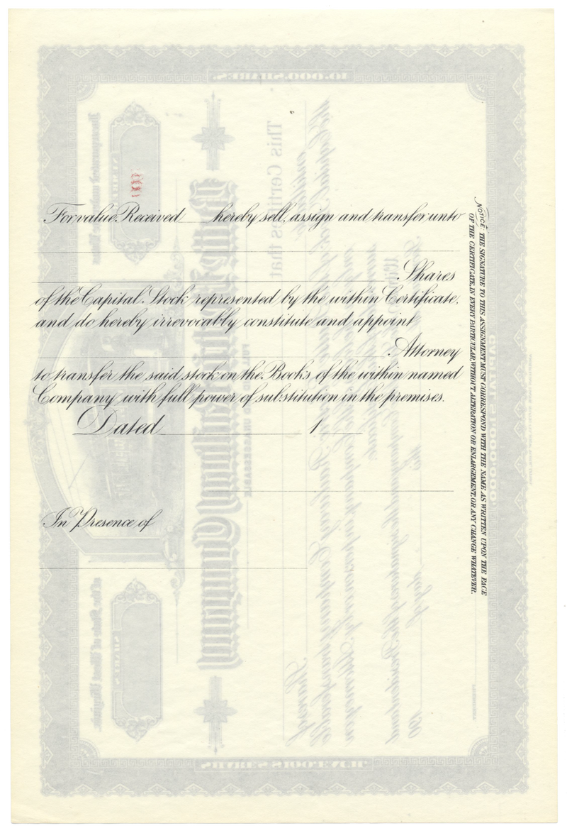 Butte Electric Railway Company Stock Certificate