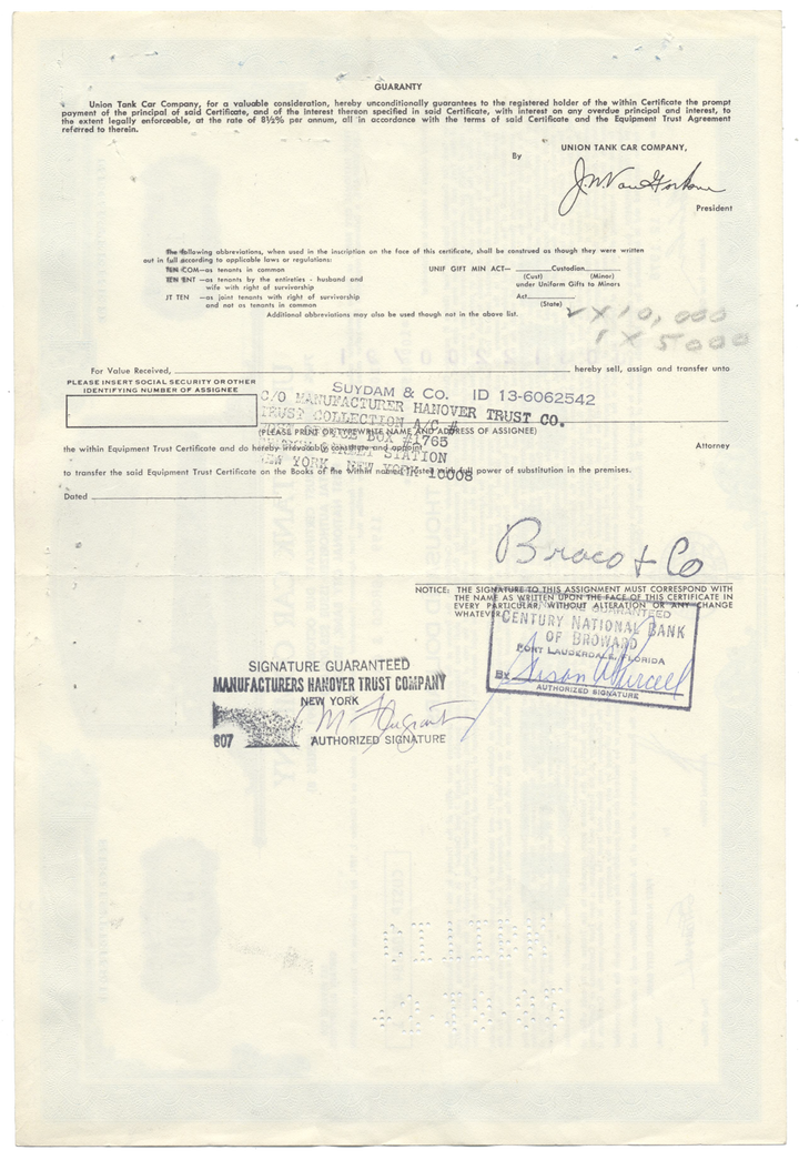 Union Tank Car Company Bond Certificate