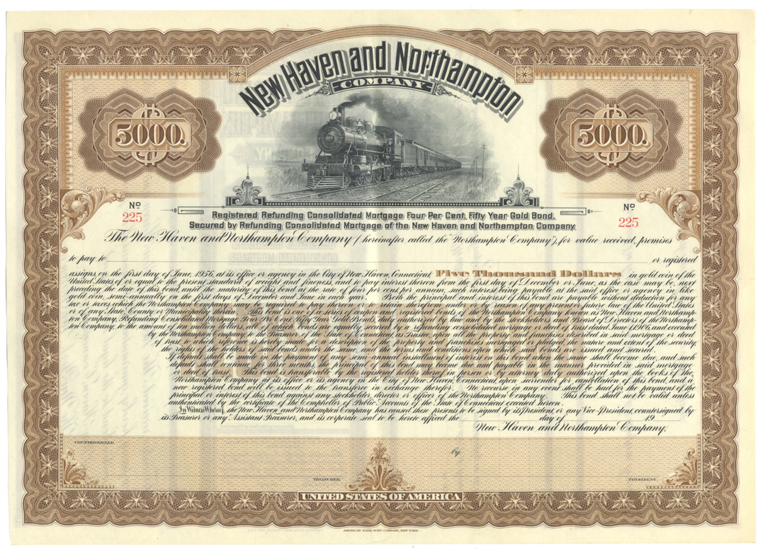 New Haven and Northampton Company Bond Certificate