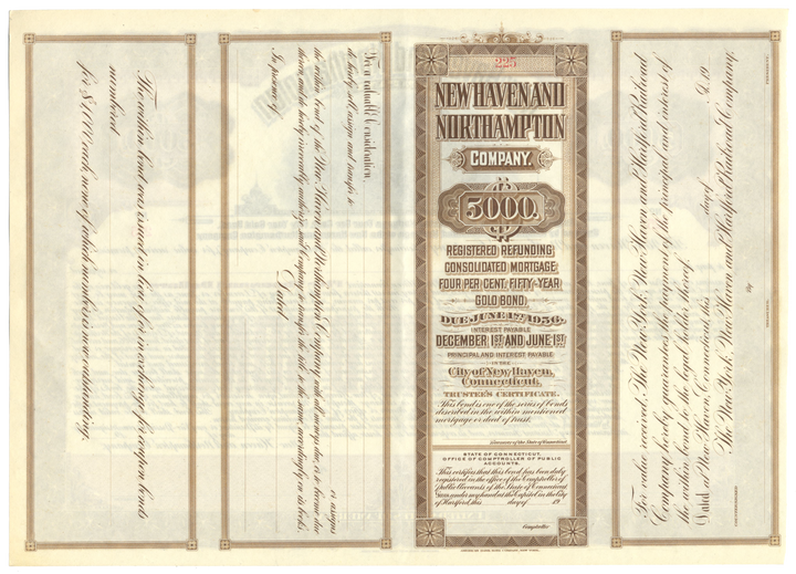 New Haven and Northampton Company Bond Certificate