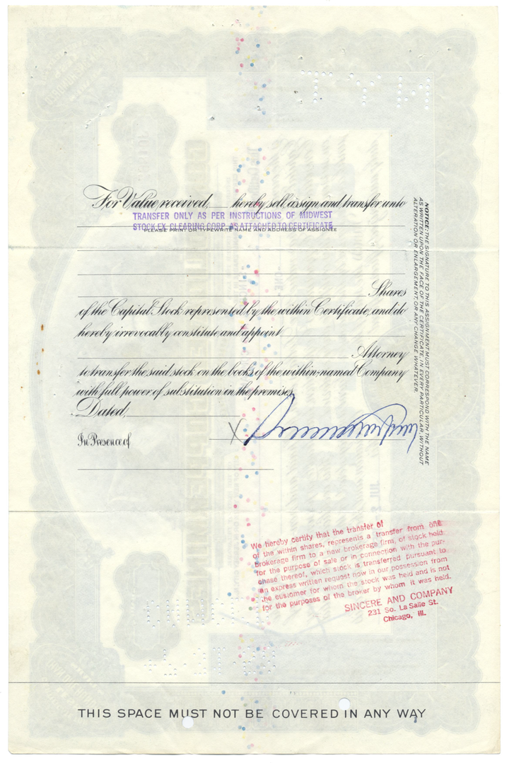 Consolidated Coppermines Corporation Stock Certificate