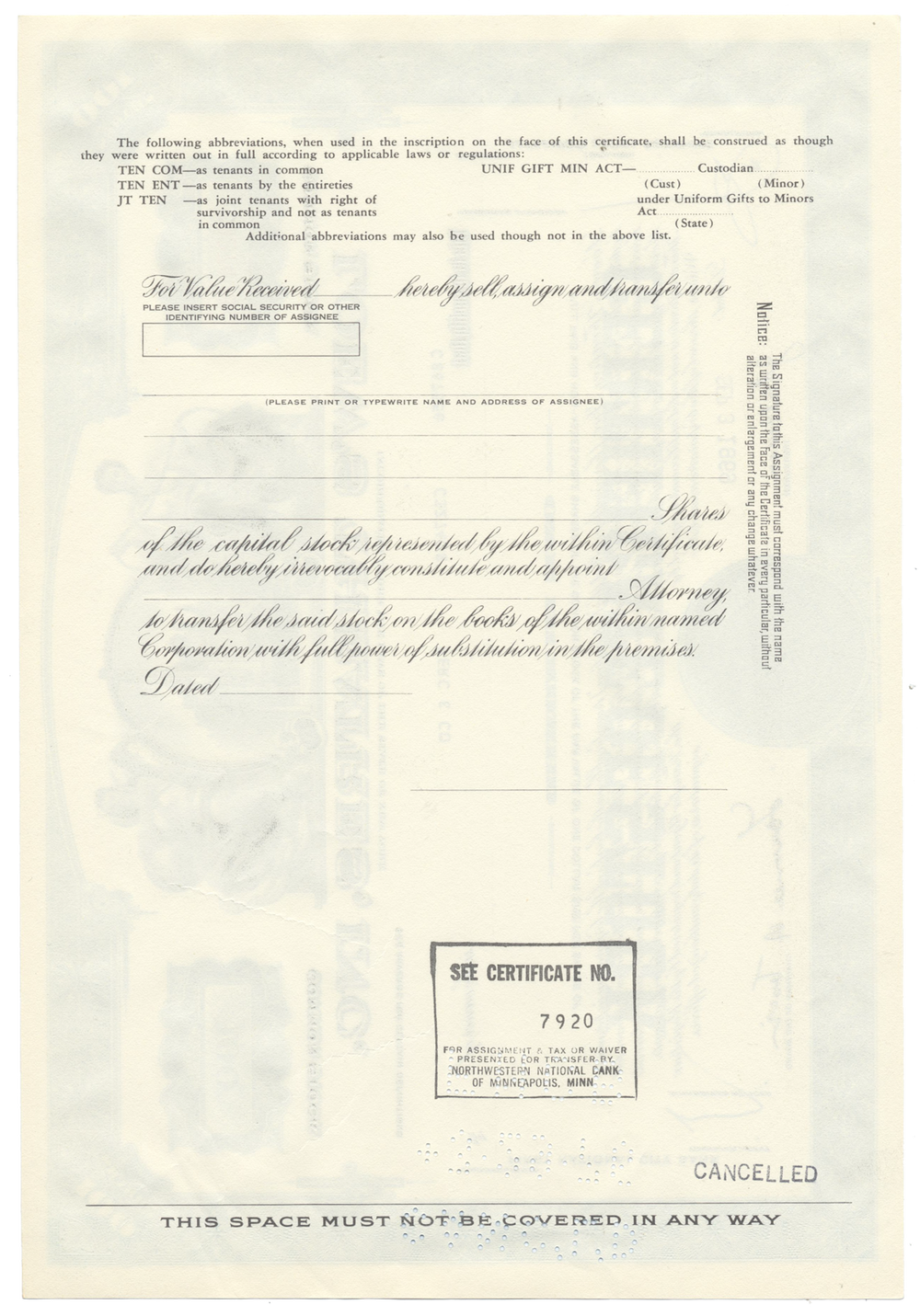 Loew's Theatres, Inc. Stock Certificate