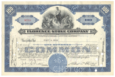 Florence Stove Company Stock Certificate
